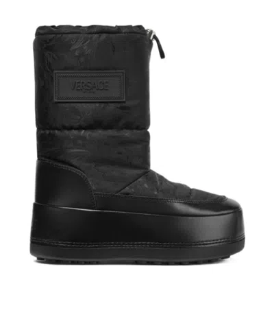 VERSACE VERSACE BAROCCO-PATTERN DRAWSTRING BOOTS