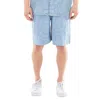 Versace Barocco Pattern Chambray Shorts In Blue