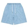 Versace Barocco Pattern Chambray Shorts In Blue