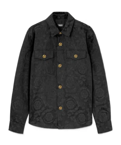 Versace Barocco Pattern Jacquard Jacket In Black