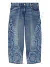 Versace Barocco-pattern Jeans In Blue