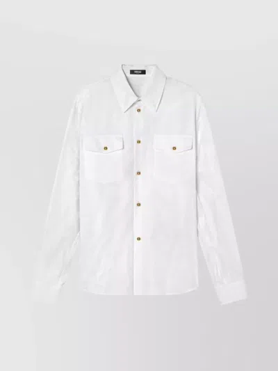 Versace Barocco Pattern Shirt With Flap And Front Pockets