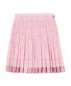 Versace Pleated Satin-trimmed Floral-print Crepe De Chine Mini Skirt In Pink