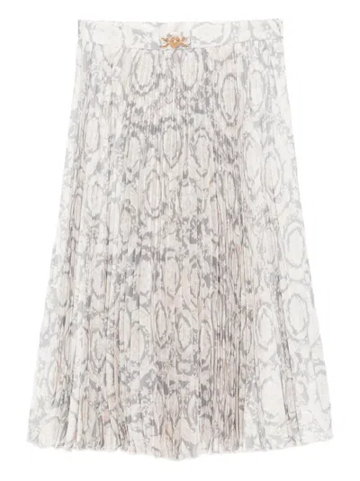 Versace Kids' Barocco Pleated Skirt In Gray