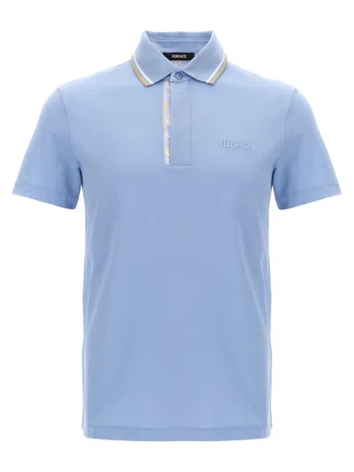 Versace Barocco Polo In Blue