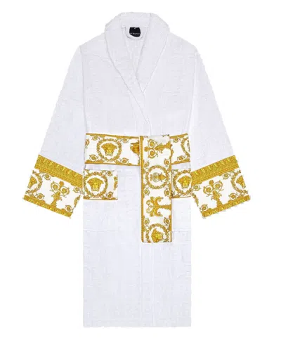 Versace Barocco-print Bath Robe In White