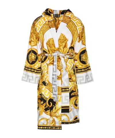 Versace Barocco-print Belted Coat