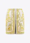Versace Barocco Print Silk Shorts In Multicolor