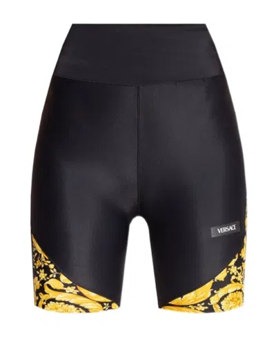 Versace Barocco-print Biker Shorts In Black