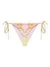 Versace Barocco Triangle Bikini Top Adjustable Straps In Pink