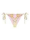 Versace Barocco Triangle Bikini Top Adjustable Straps In Pink