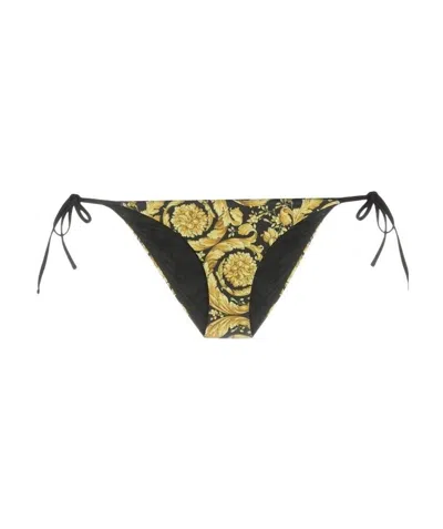 Versace Barocco Print Bikini Bottoms In Green