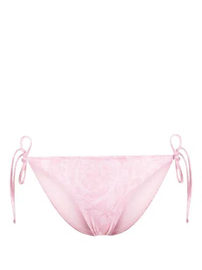 Versace Barocco Print Bikini Bottoms In Pink