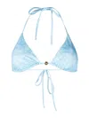 Versace Barocco-print Triangle Bikini Top In Light Blue