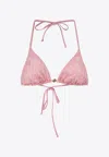 Versace Barocco Print Lycra Triangle Bikini Top In Pink