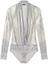 Versace La Coupe Des Dieux Draped Bodysuit In Neutrals