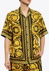 Versace Informal Shirt Silk Twill Fabric Barocco Print In Yellow