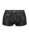 Versace Black Boxer Briefs With Barocco Print In Stretch Cotton Manb In Black