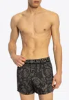 Versace Barocco-print Pajama Shorts In Black