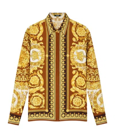 Versace Barocco-print Button-up Shirt In Multi