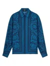 Versace Informal Shirt Silk Twill Fabric Barocco 92 Print Shirts Blue In Blue