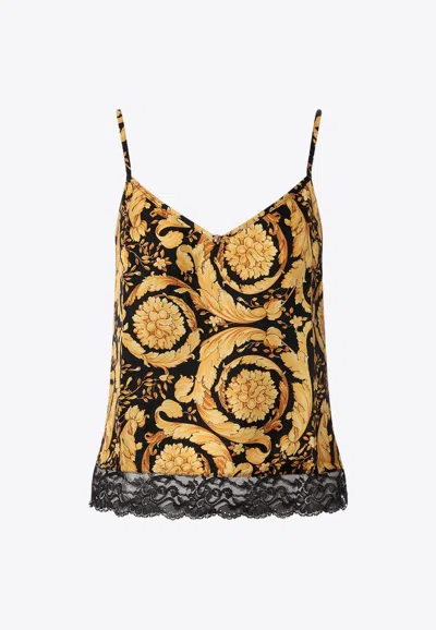Versace Barocco Print Camisole Top In Yellow