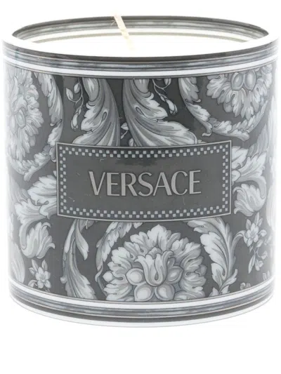 Versace Barocco-print Candle In Grey