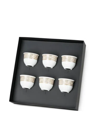 Versace Barocco-print Coffee Cup (set Of Six) In White