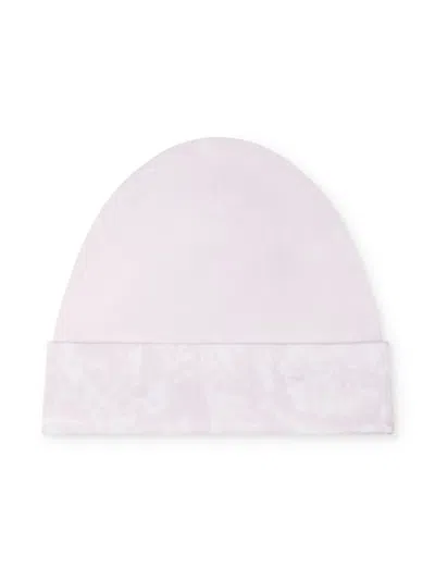 Versace Babies' Barocco-print Cotton-blend Beanie In Pink