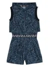 Versace Barocco-print Cotton Playsuit In Blue