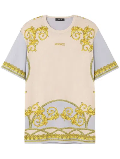 Versace Barocco-print Cotton T-shirt In Red