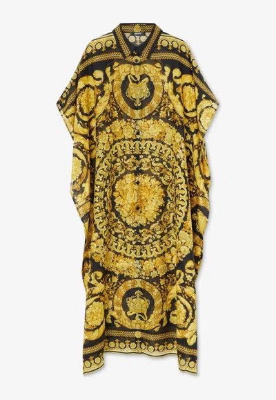 Versace Barocco Print Cover-up Dress In Black