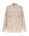 Versace Baroque-print Crepe De Chine Collared Shirt In Nude