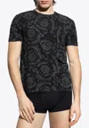 Versace Barocco Print Crewneck Undershirt In Black