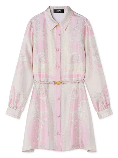 Versace Kids' Barocco-print Dress In Pink