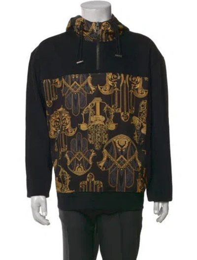 Pre-owned Versace Barocco Print Graphic Print Hoodie W/ Tags In Black
