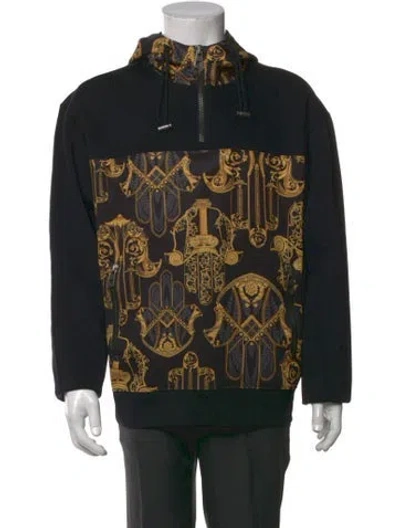 Pre-owned Versace Barocco Print Graphic Print Hoodie W/ Tags In Black