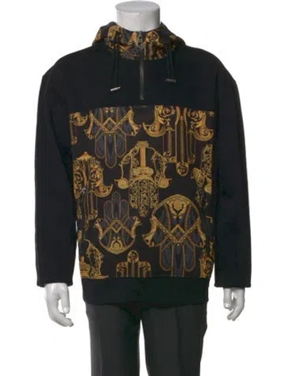 Pre-owned Versace Barocco Print Graphic Print Hoodie W/ Tags In Black