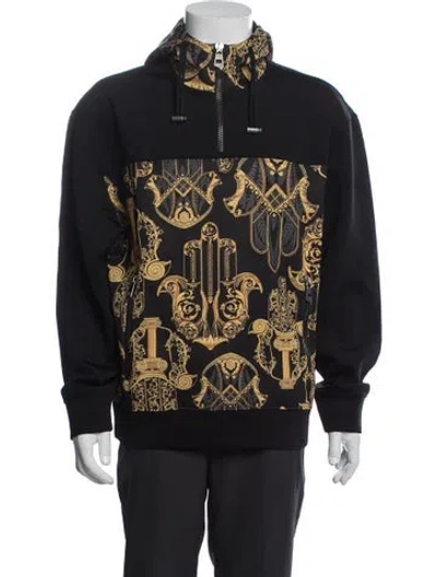 Pre-owned Versace Barocco Print Graphic Print Hoodie W/ Tags In Black