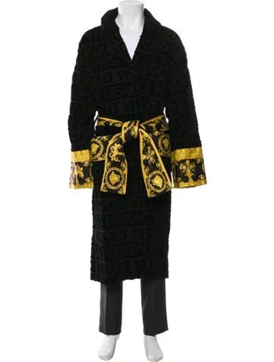 Pre-owned Versace Barocco Print Graphic Print Robe In Black