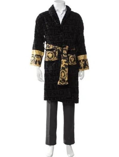 Pre-owned Versace Barocco Print Graphic Print Robe In Black