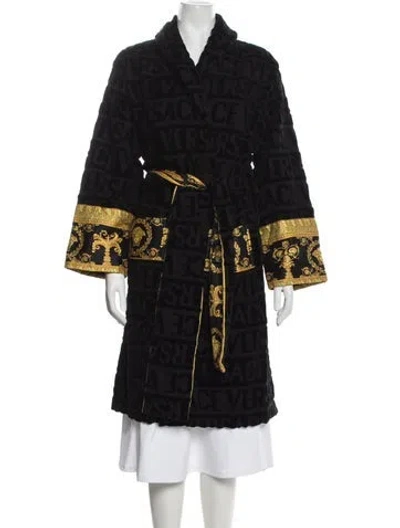 Pre-owned Versace Barocco Print Graphic Print Robe In Black