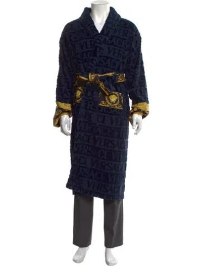 Pre-owned Versace Barocco Print Graphic Print Robe In Blue