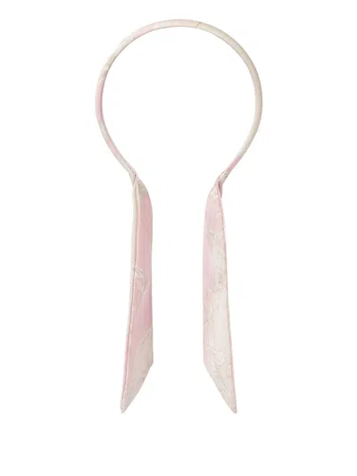 Versace Kids' Barocco-print Headband In Pink