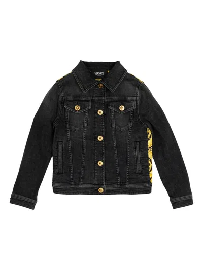 Versace Kids' Barocco-print Jacket In Black