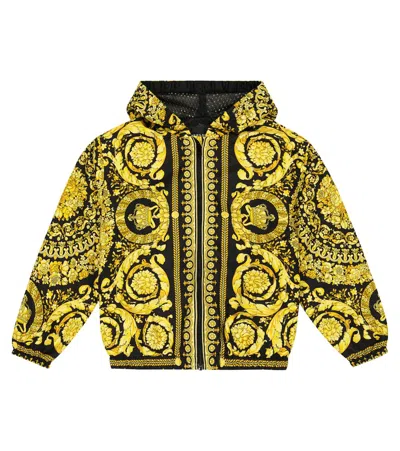 Versace Kids' Barocco Print Jacket In Nero+oro