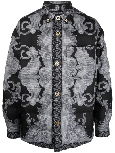 Versace Barocco Print Jacket In Schwarz