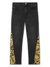Versace Barocco-print Jeans In Black