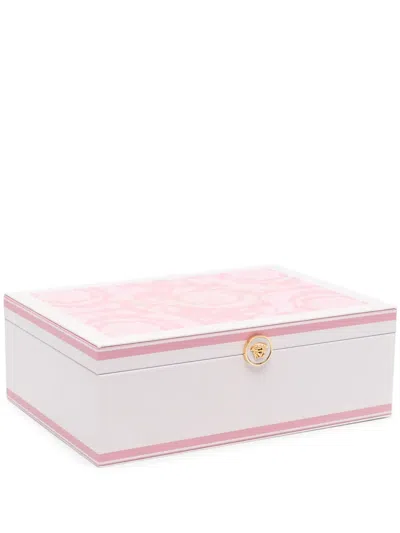Versace Barocco-print Jewellery Box (12cm X 35cm) In Pink