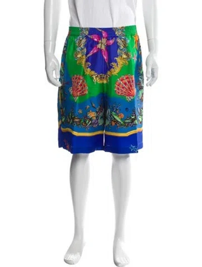 Pre-owned Versace Barocco Print Jogger Shorts In Blue